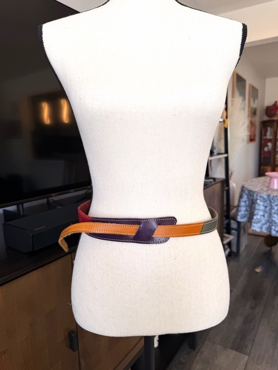 Colorblock Leather Waist Belt main image 6